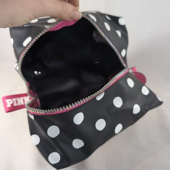 Victorias Secret PINK Loco for Coco Polka Dot Toiletry Cosmetic Bag Travel Black - Picture 10 of 16
